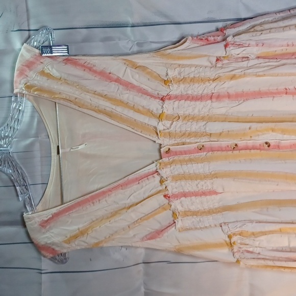 Free People Do iIt Again Pink & Orange Stripe mini boho dress - Picture 2 of 9
